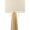 Side lamp with a sculptural base and white linen shade