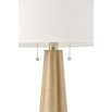 Side lamp with a sculptural base and white linen shade