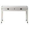 White dressing table with dark bronze accents and square details