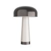 Bronze mushroom shaped lamp crafted with taupe tapered base