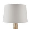 Tall wooden floor lamp with rustic details