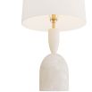 Geometric alabaster lamp with antique brass finished finial