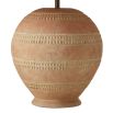 Bulbous carved wooden lamp in white-washed terracotta