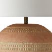 Bulbous carved wooden lamp in white-washed terracotta