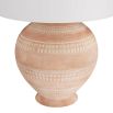 Bulbous carved wooden lamp in white-washed terracotta