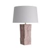 Cubist column lamp with hand-carved cut-outs and texture