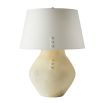 White bulbous lamp with three button details