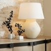 White bulbous lamp with three button details