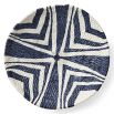 Ceramic striped navy and white bowl moulded from authentic wicker basket