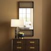 Rectangular wall mirror with black frame and brown mesh panelling