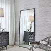 Rectangular mirror with slim gallery style steel frame in black