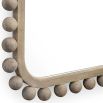 Large rectangular mirror lined with natural wooden solid spheres