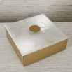 Brass finish trinket box with round handle and alabaster lid