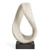 Twisted travertine texture sculpture on black block base