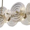 Beautiful brass chandelier with bubbled glass discs diffusing the light of 10 bulbs
