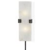 Alabaster rectangular wall light with bronze clasp detail