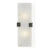 Alabaster rectangular wall light with bronze clasp detail