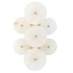 Retrofuture brass wall light with seven white discs