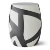 Elegant black and white stool/side table with abstract stroke design