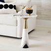 Glamorous black and white marble accent table with brass detailing