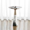 Glamorous black and white marble accent table with brass detailing