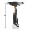 Glamorous black and white marble accent table with brass detailing