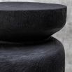 Charcoal finish wooden side table with hand-carved detailing