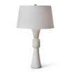 White alabaster lamp with linen shade