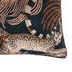 Black velvet cushion with light brown leaves and leopards 