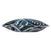 Black cushion with blue and orange swirl pattern