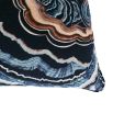 Black cushion with blue and orange swirl pattern