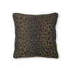 Olive green cushion with black leopard print pattern