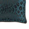 Leopard print dark teal cushion with piping detail