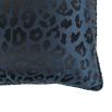 Deep blue leopard print cushion with piping detail