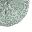 Charming round cushion in light blue with leopard print design