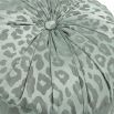 Charming round cushion in light blue with leopard print design