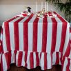 Large Rectangle Tablecloth Ruffle - Red Stripe