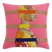 Beaded cushion with renaissance woman behind bars