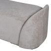 upholstered grey bench with curved edges