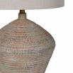 Side lamp with natural style ceramic base and linen shade