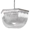 Striking nickel ceiling light with arched ribbed glass shade