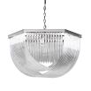 Striking nickel ceiling light with arched ribbed glass shade