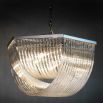 Striking nickel ceiling light with arched ribbed glass shade