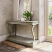 Curvaceous, traditional style cream console table