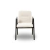 Modern dining chair with black wood arms and cream upholstery