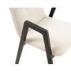 Modern dining chair with black wood arms and cream upholstery