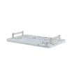 Sleek white marble tray with silver handles