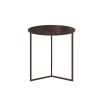 Brown round wood top side table