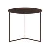 Brown round wood top side table