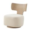 Wooden structure swivel chair with upholstered seat